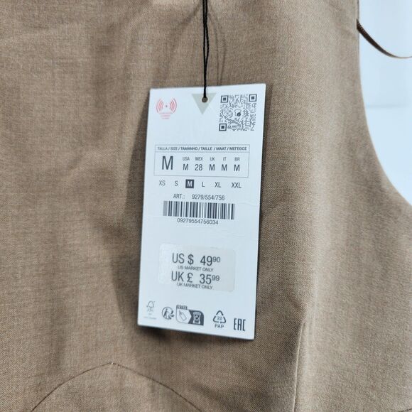 ZARA Women's Medium Tan Sleeveless Skirt Dress NWT - Picture 2 of 7